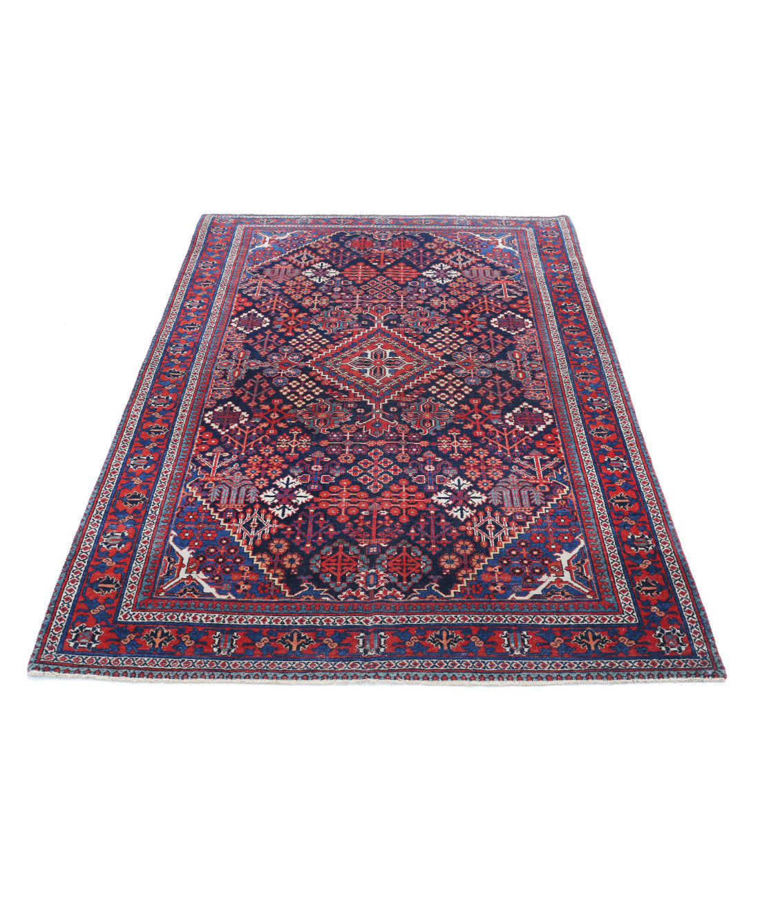 Hand Knotted Persian Josheghan Wool Rug - 4'5'' x 6'8'' 4'5'' x 6'8'' (133 X 200) / Blue / Red