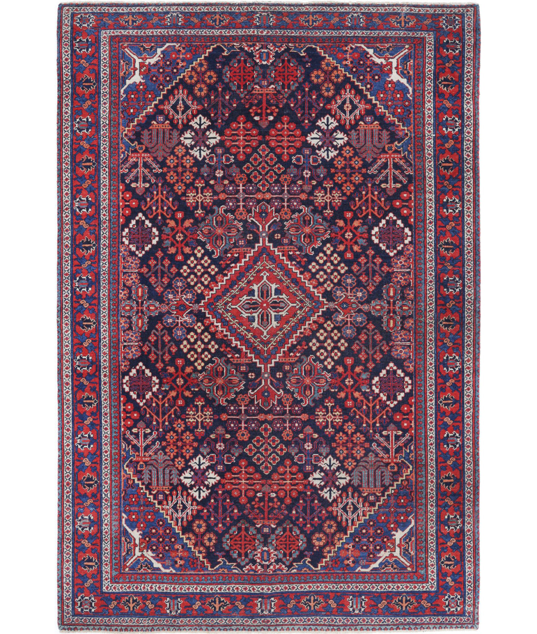 Hand Knotted Persian Josheghan Wool Rug - 4&#39;5&#39;&#39; x 6&#39;8&#39;&#39; 4&#39;5&#39;&#39; x 6&#39;8&#39;&#39; (133 X 200) / Blue / Red