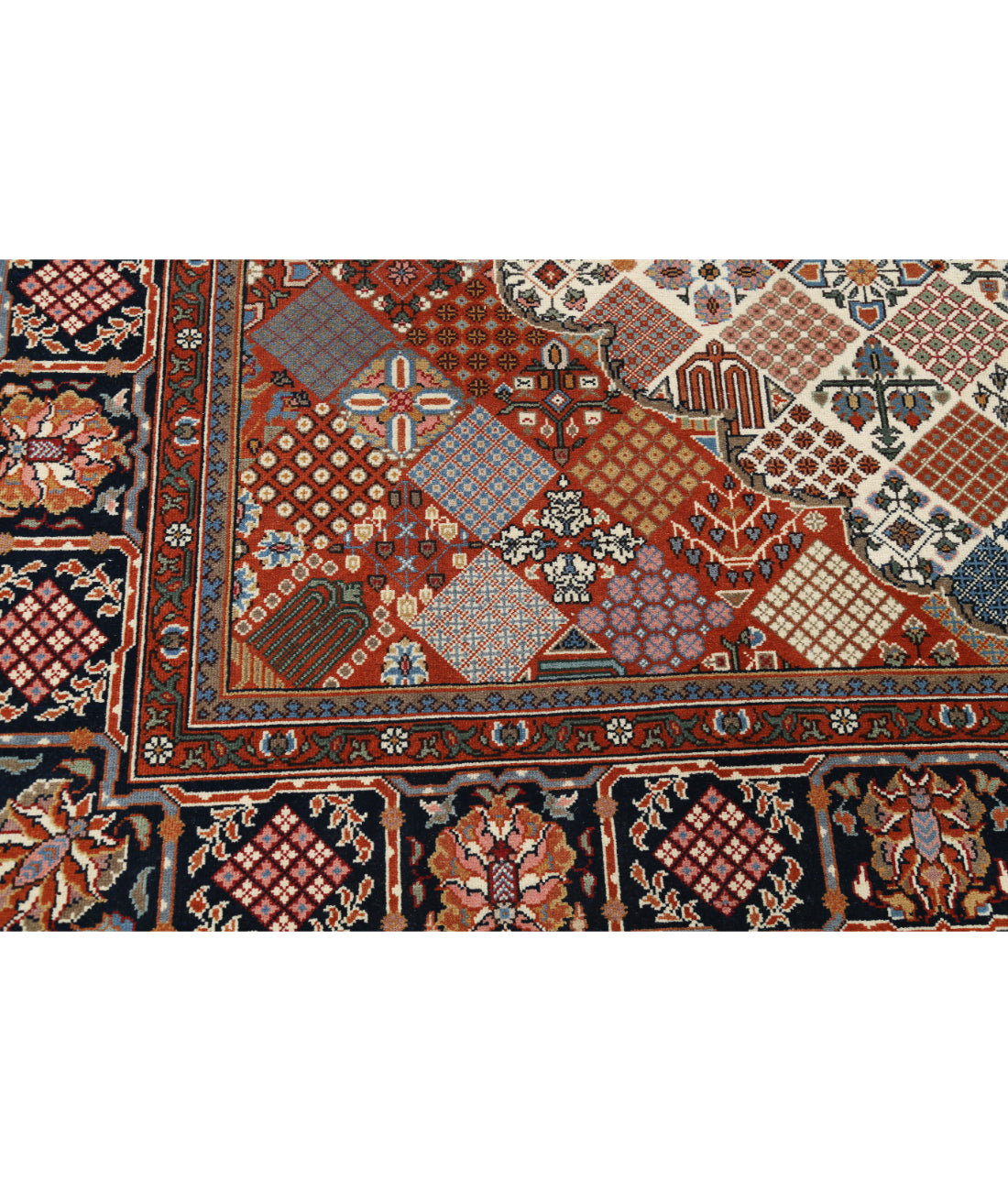 Hand Knotted Persian Josheghan Wool Rug - 9'0'' x 11'9'' 9'0'' x 11'9'' (270 X 353) / Ivory / Blue