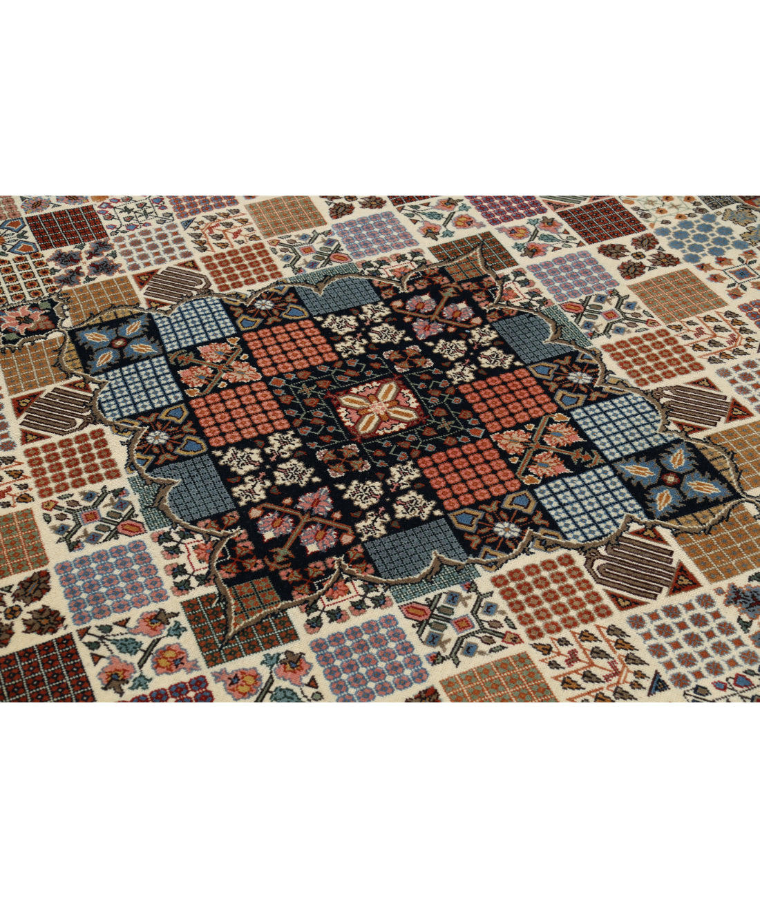 Hand Knotted Persian Josheghan Wool Rug - 9'0'' x 11'9'' 9'0'' x 11'9'' (270 X 353) / Ivory / Blue