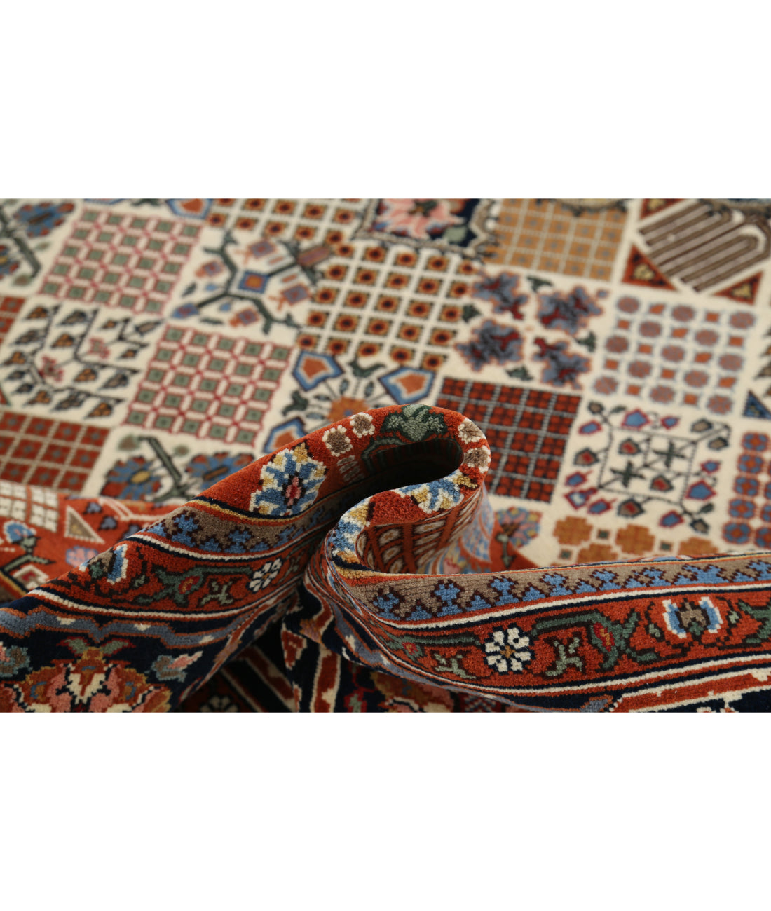 Hand Knotted Persian Josheghan Wool Rug - 9'0'' x 11'9'' 9'0'' x 11'9'' (270 X 353) / Ivory / Blue