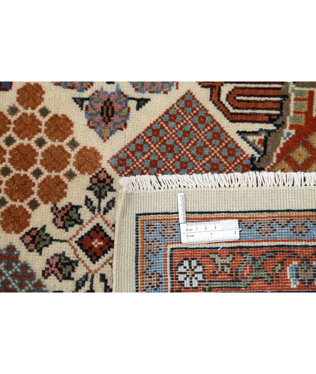 Hand Knotted Persian Josheghan Wool Rug - 9'0'' x 11'9'' 9'0'' x 11'9'' (270 X 353) / Ivory / Blue