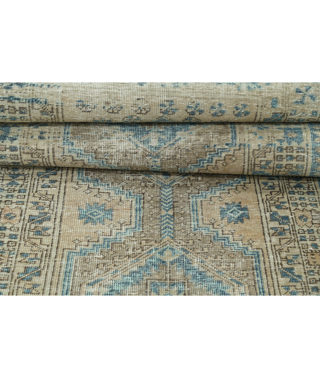 Hand Knotted Vintage Persian Heriz Wool Rug - 3'2'' x 10'6'' 3'2'' x 10'6'' (95 X 315) / Taupe / Ivory
