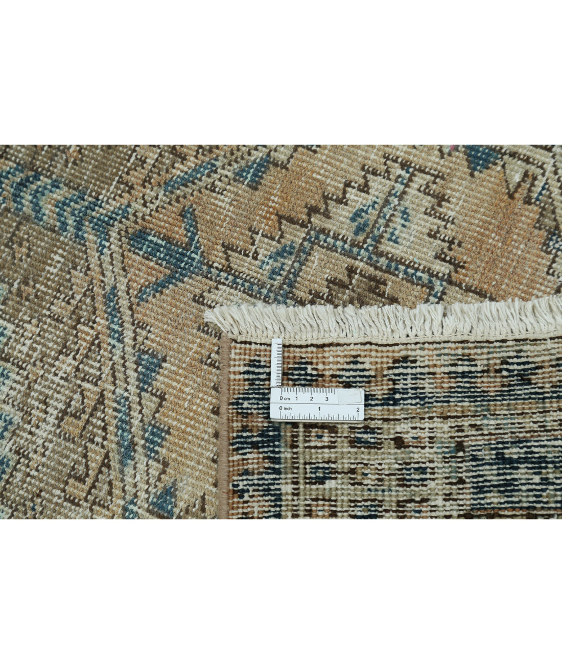 Hand Knotted Vintage Persian Heriz Wool Rug - 3'2'' x 10'6'' 3'2'' x 10'6'' (95 X 315) / Taupe / Ivory