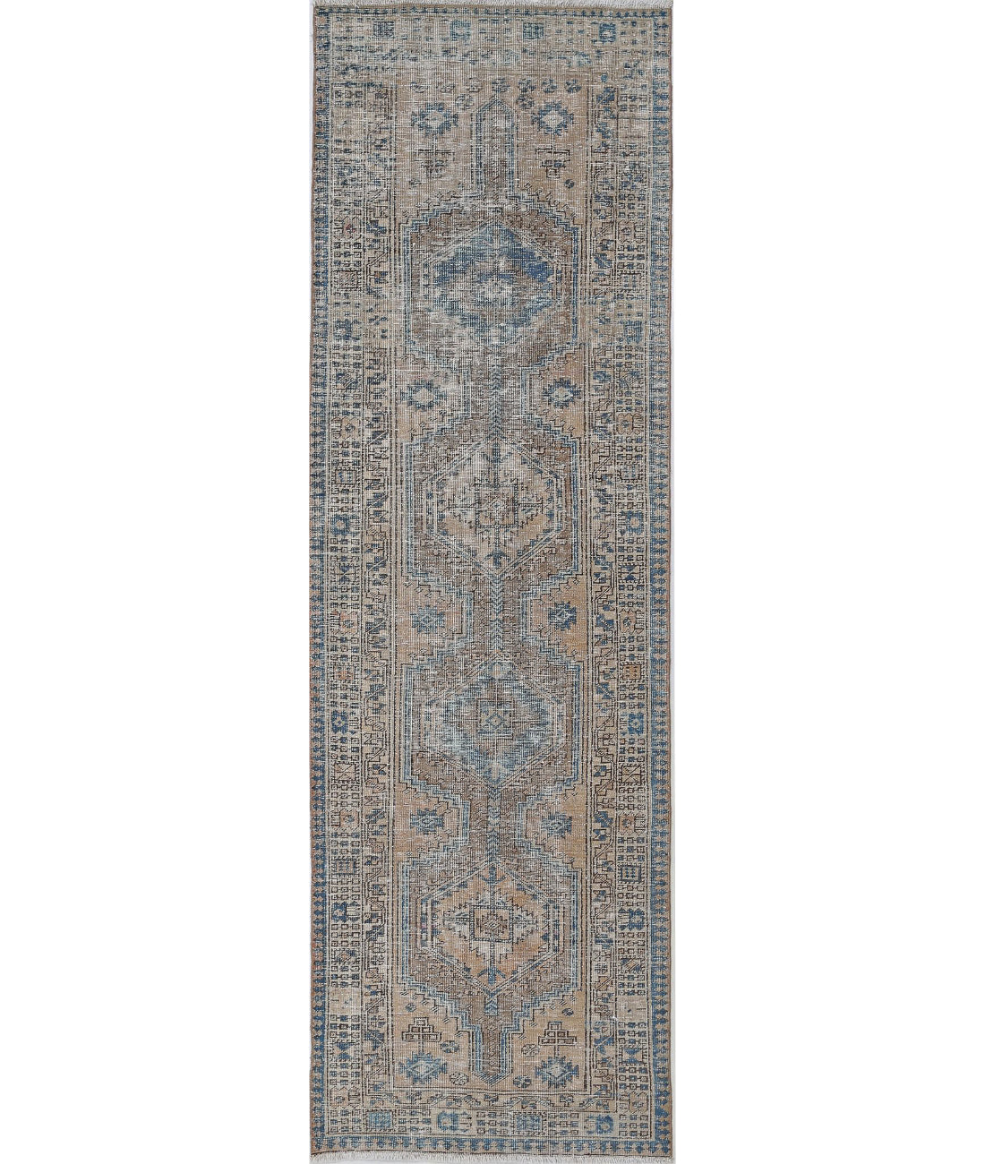 Hand Knotted Vintage Wool Rug - 3'2'' x 10'6''
