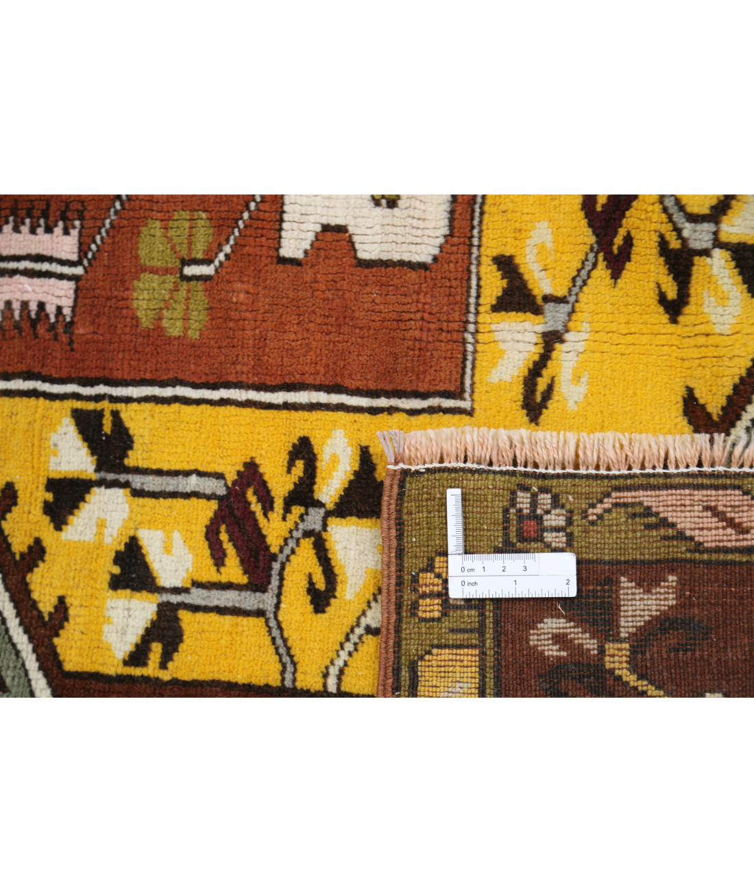 Hand Knotted Vintage Turkish Kars Wool Rug - 3'10'' x 6'6'' 3' 10" X 6' 6" (117 X 198) / Gold / Ivory