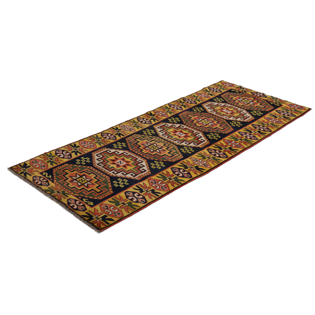Hand Knotted Vintage Turkish Kars Wool Rug - 2'8'' x 6'4''