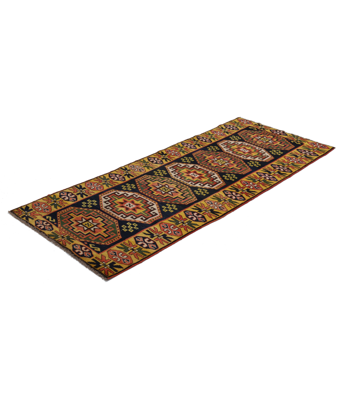 Hand Knotted Vintage Turkish Kars Wool Rug - 2'8'' x 6'4''