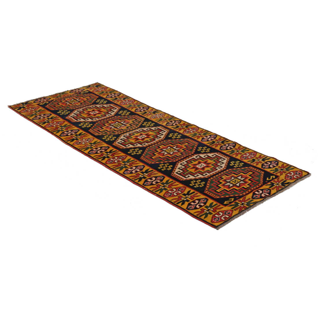 Hand Knotted Vintage Turkish Kars Wool Rug - 2'8'' x 6'4''