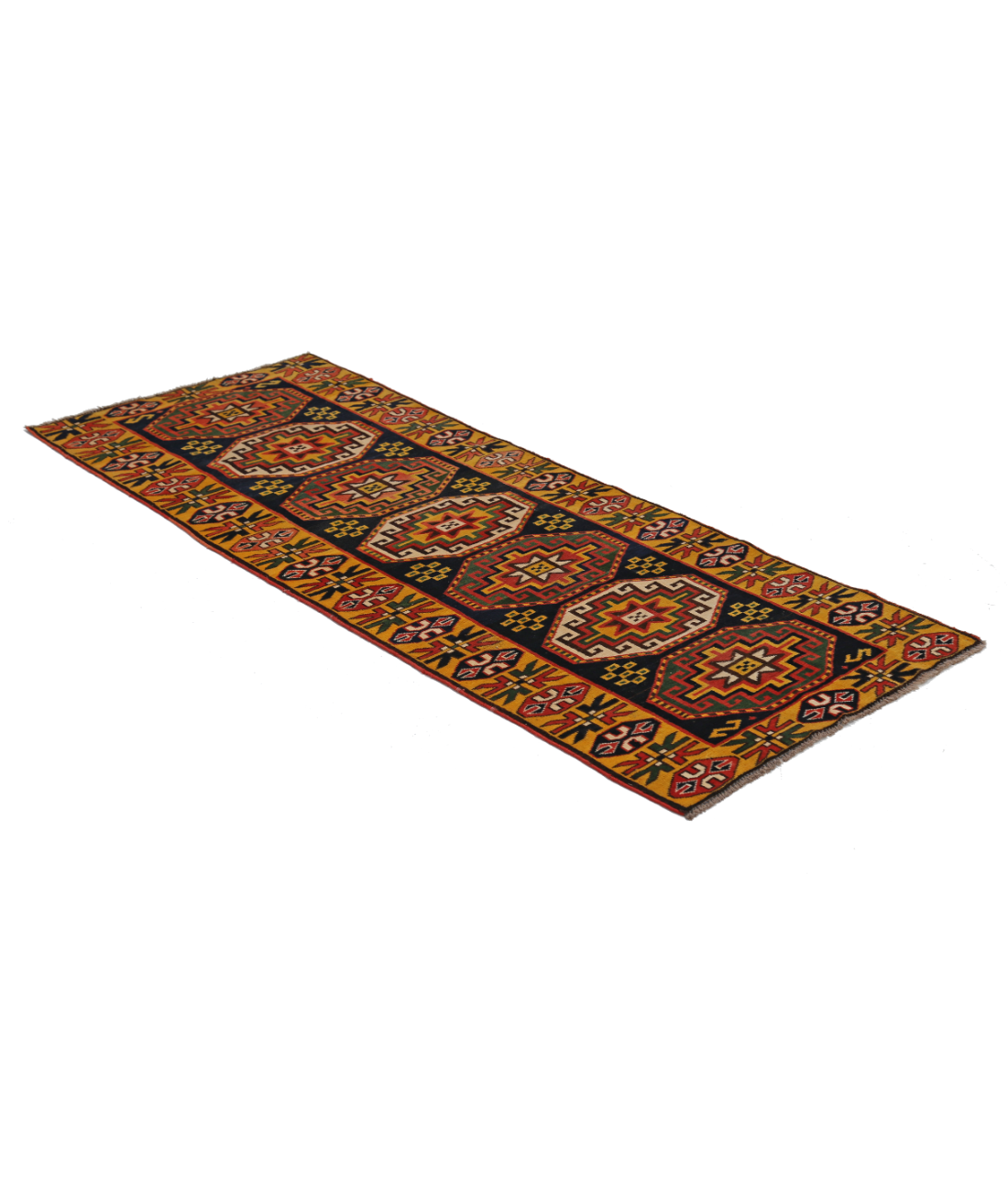 Hand Knotted Vintage Turkish Kars Wool Rug - 2'8'' x 6'4''