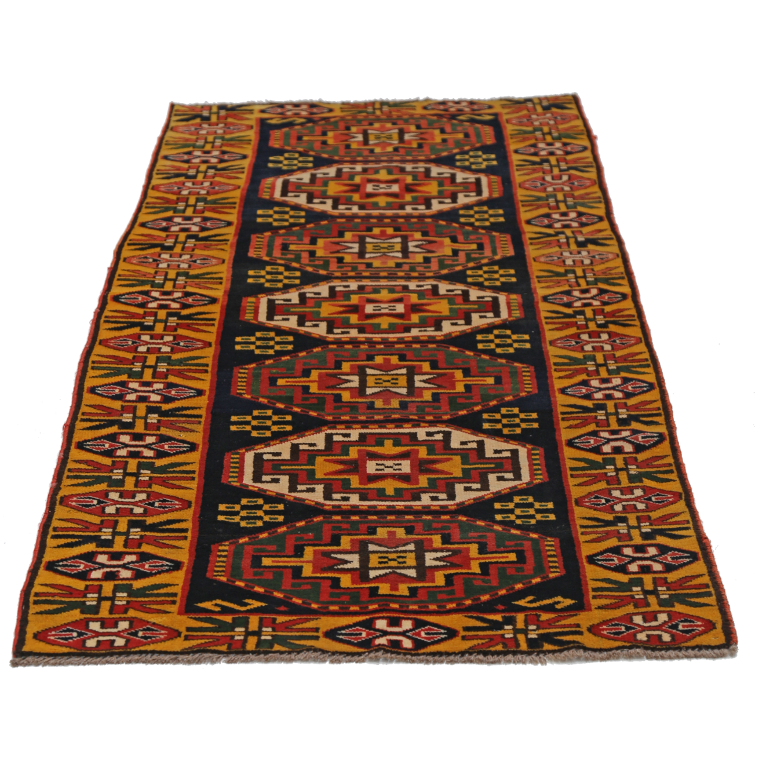 Hand Knotted Vintage Turkish Kars Wool Rug - 2'8'' x 6'4''