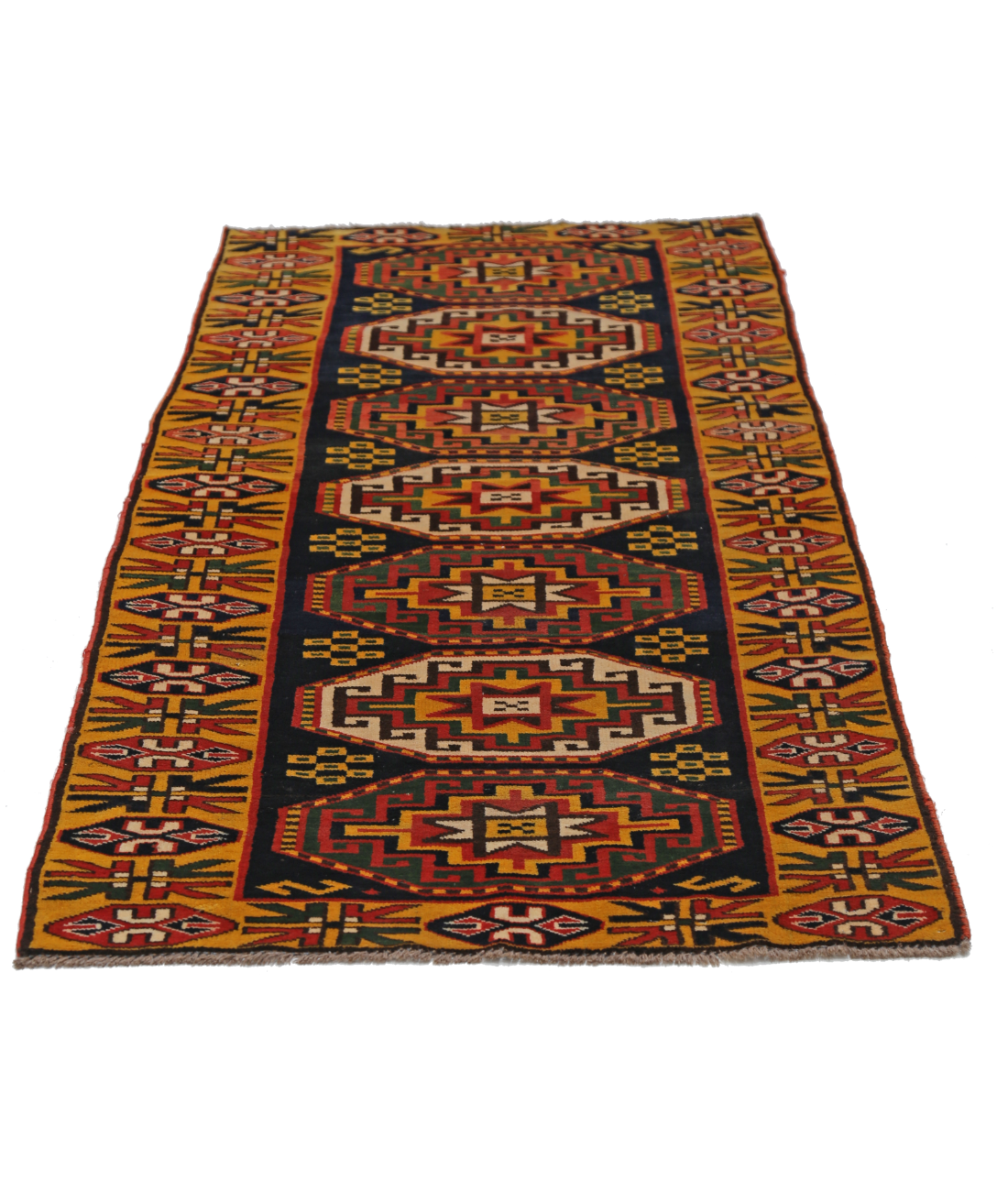 Hand Knotted Vintage Turkish Kars Wool Rug - 2'8'' x 6'4''