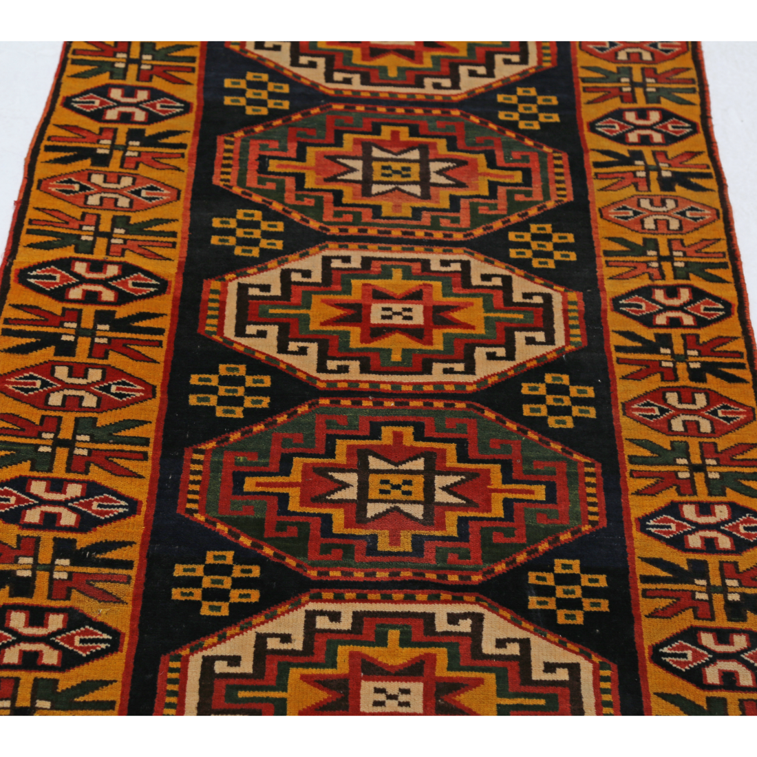 Hand Knotted Vintage Turkish Kars Wool Rug - 2'8'' x 6'4''