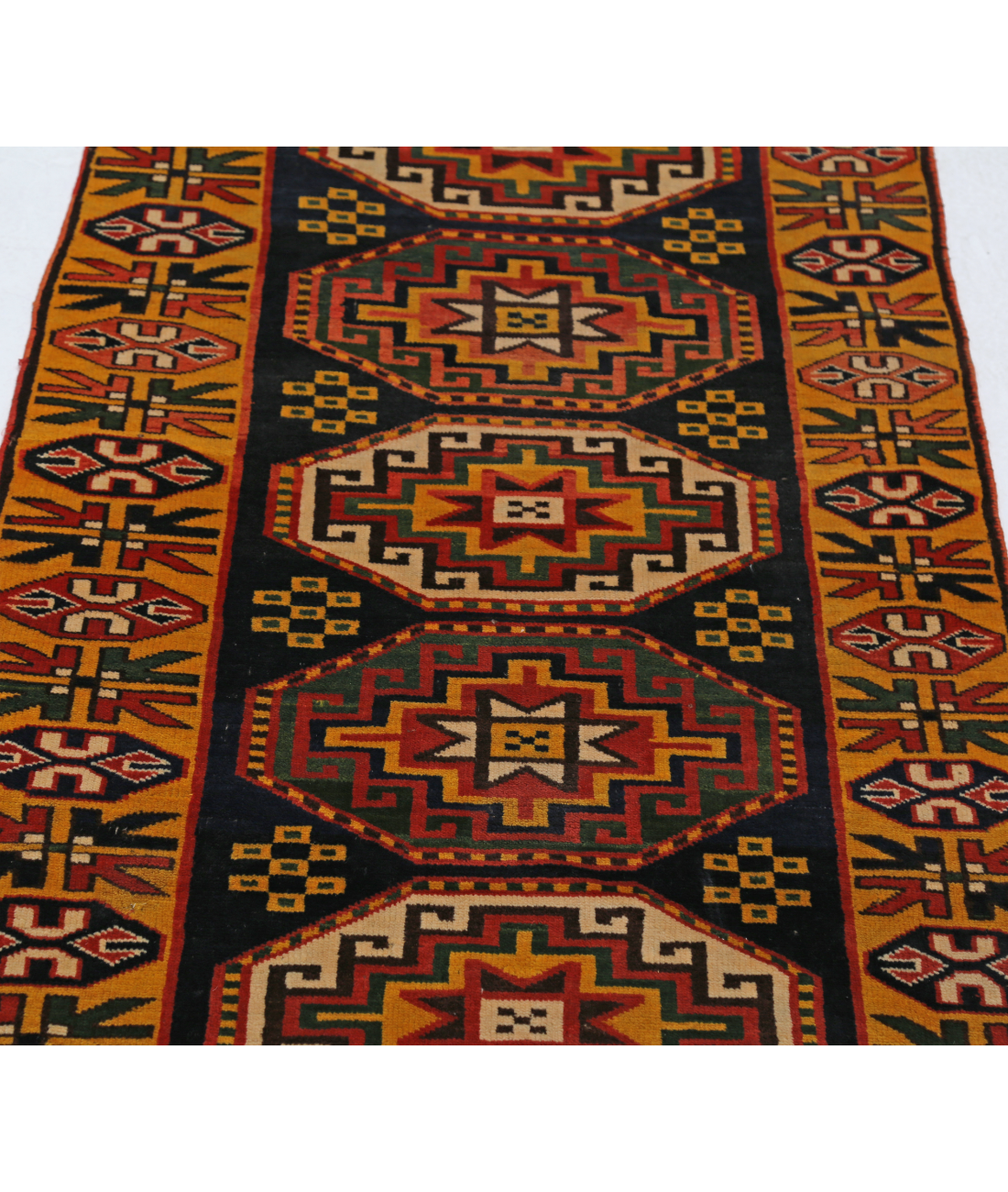 Hand Knotted Vintage Turkish Kars Wool Rug - 2'8'' x 6'4''
