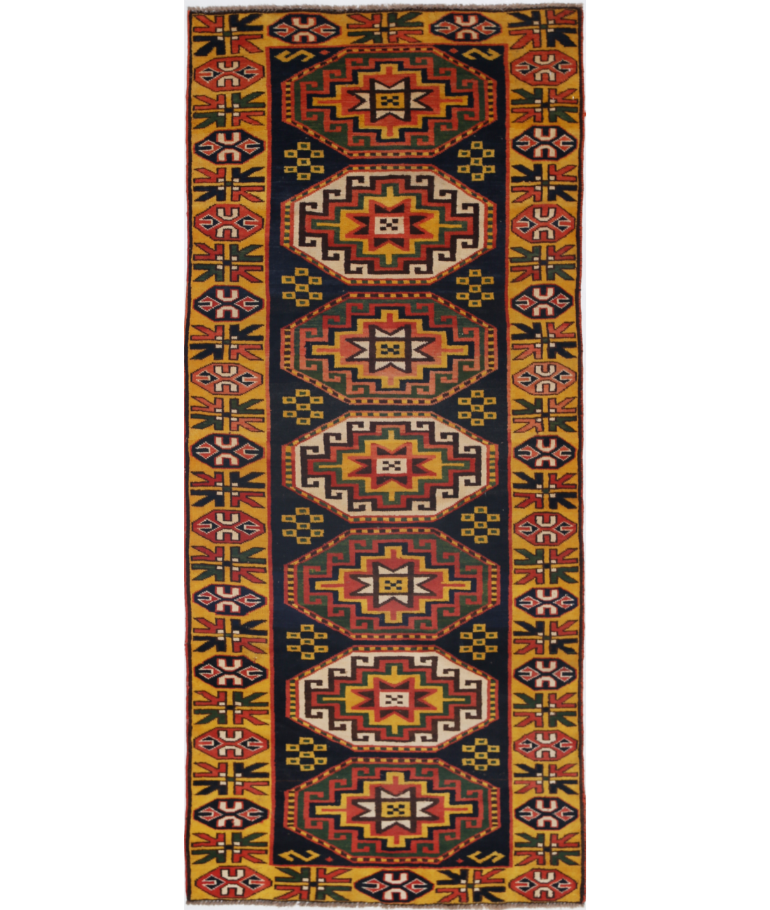 Hand Knotted Vintage Turkish Kars Wool Rug - 2'8'' x 6'4''