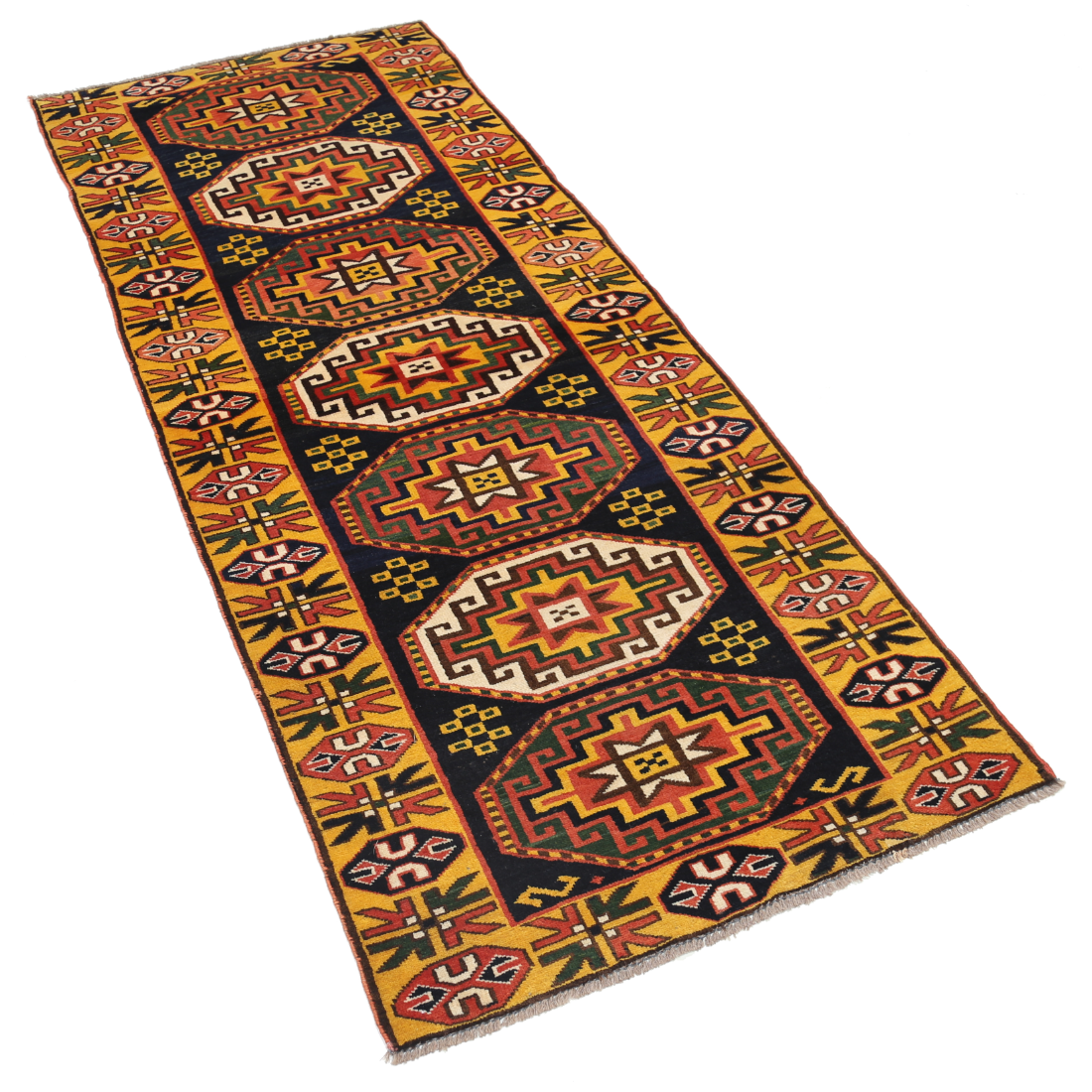 Hand Knotted Vintage Turkish Kars Wool Rug - 2'7'' x 6'6''