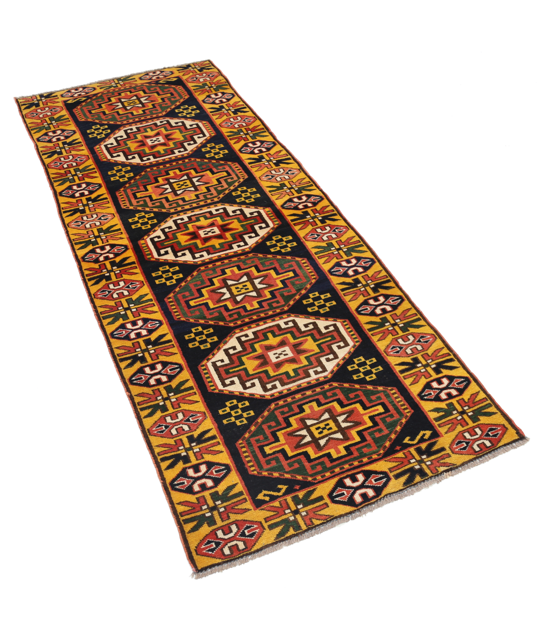 Hand Knotted Vintage Turkish Kars Wool Rug - 2'7'' x 6'6''