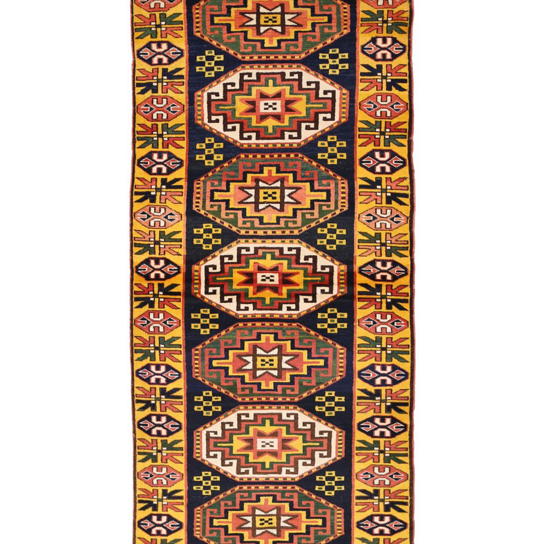 Hand Knotted Vintage Turkish Kars Wool Rug - 2'7'' x 6'6''