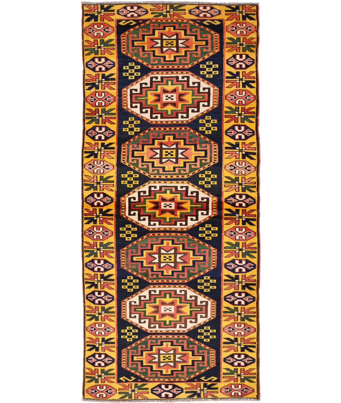 Hand Knotted Vintage Turkish Kars Wool Rug - 2'7'' x 6'6''