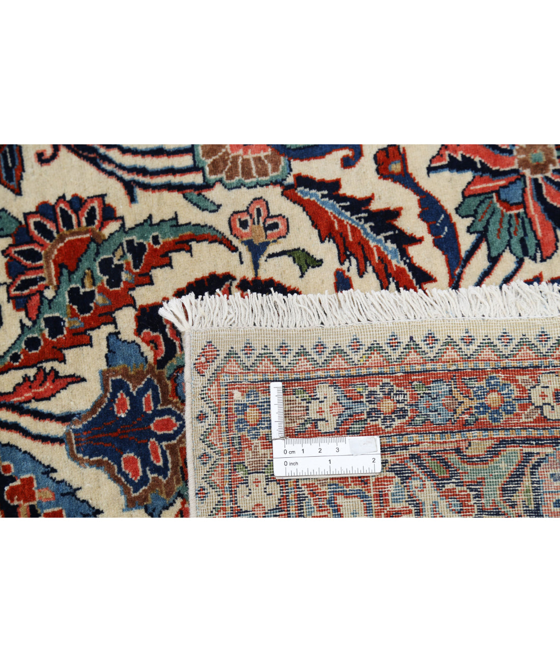 Hand Knotted Antique Masterpiece Persian Kashan Fine Wool Rug - 13'9'' x 21'6'' 13'9'' x 21'6'' (413 X 645) / Ivory / Green