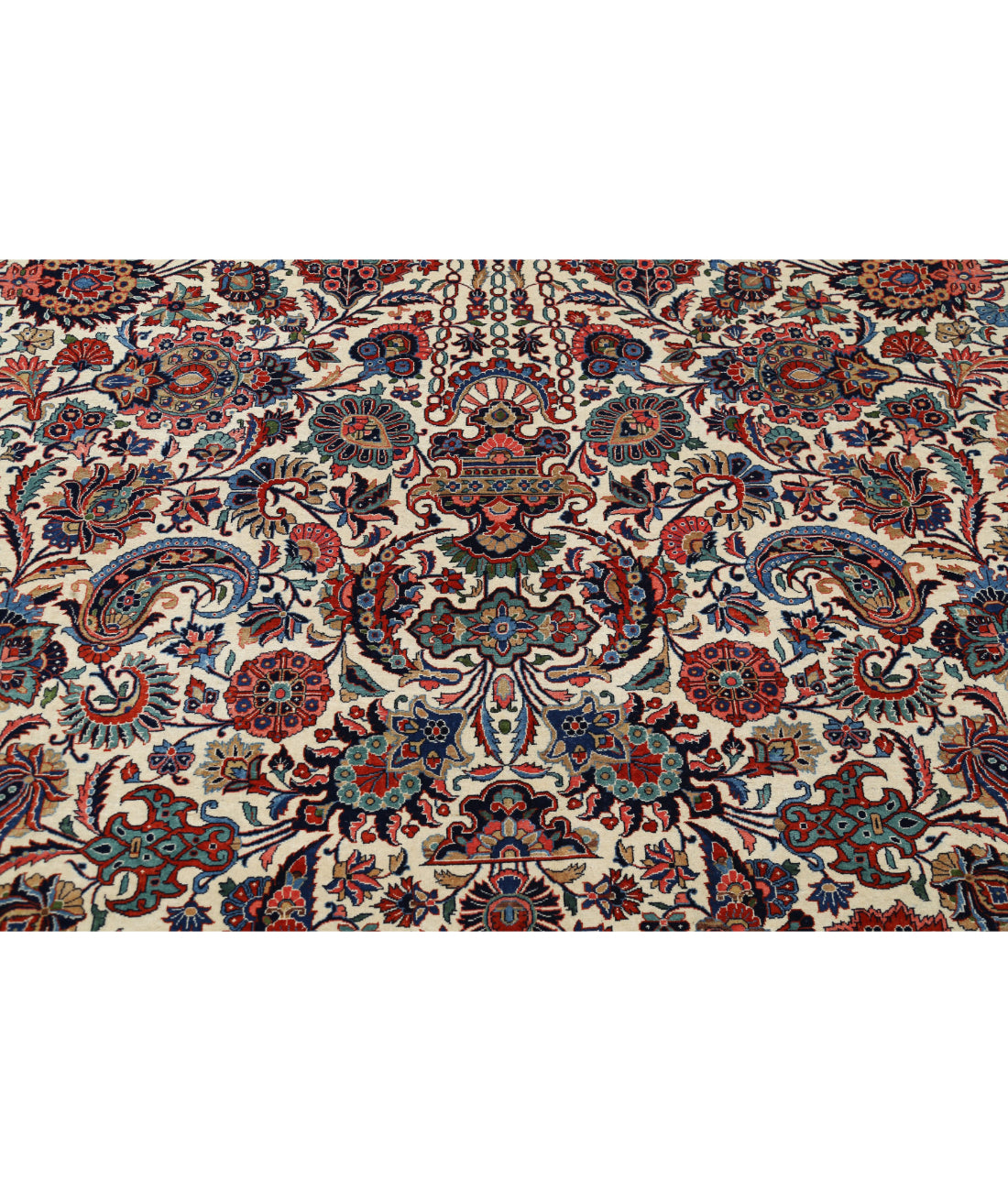 Hand Knotted Antique Masterpiece Persian Kashan Fine Wool Rug - 13'9'' x 21'6'' 13'9'' x 21'6'' (413 X 645) / Ivory / Green