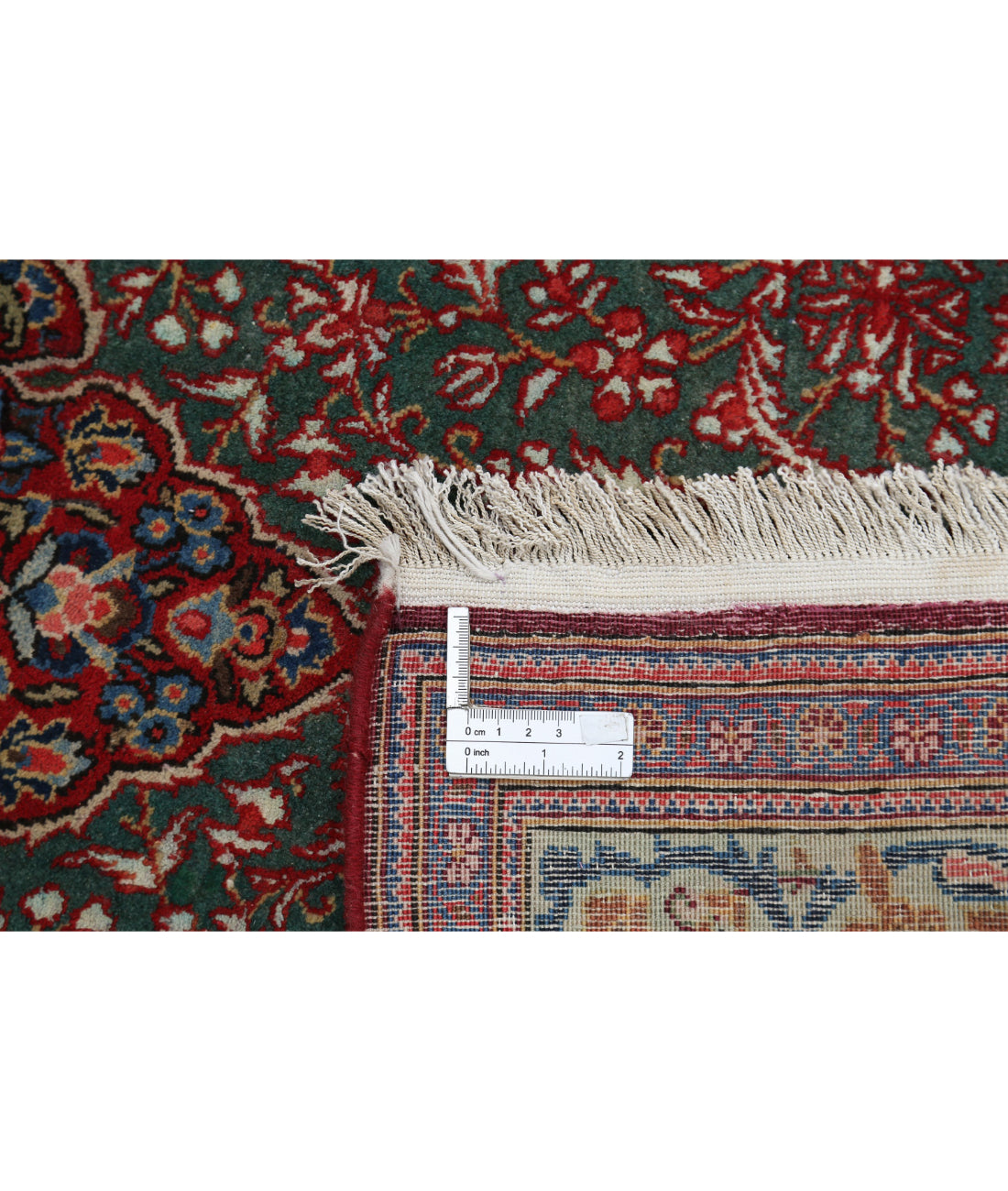 Hand Knotted Antique Persian Kashan Fine Wool & Silk Rug - 4'1'' x 6'9'' 4'1'' x 6'9'' (123 X 203) / Green / Multi