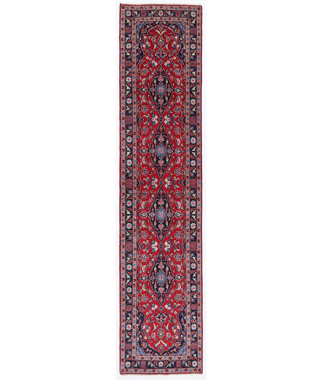 Hand Knotted Kashan Wool Rug  - 2&#39; 2&quot; X 10&#39; 3&quot;
