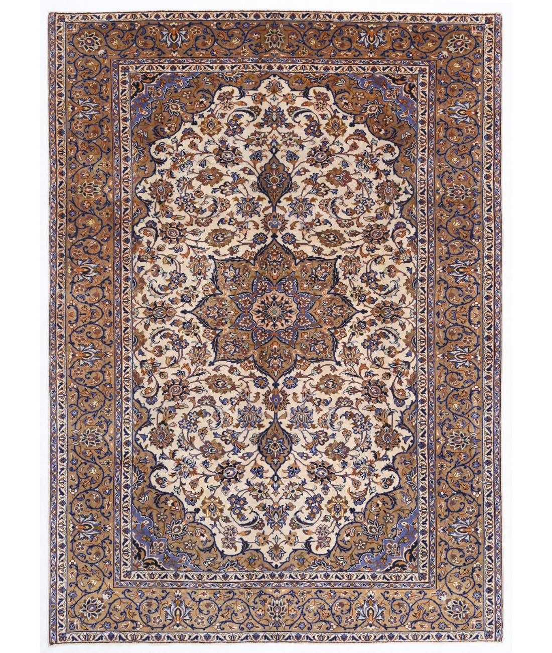 Hand Knotted Kashan Wool Rug  - 7&#39; 2&quot; X 10&#39; 0&quot;