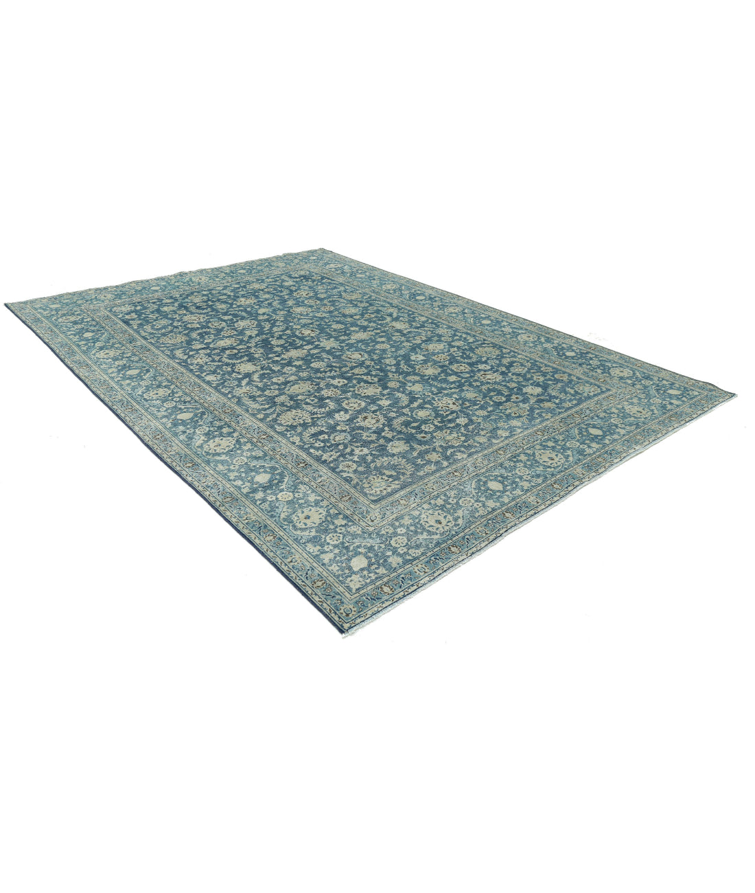 Hand Knotted Vintage Persian Kashan Wool Rug - 8'8'' x 12'0'' 8'8'' x 12'0'' (260 X 360) / Blue / Blue