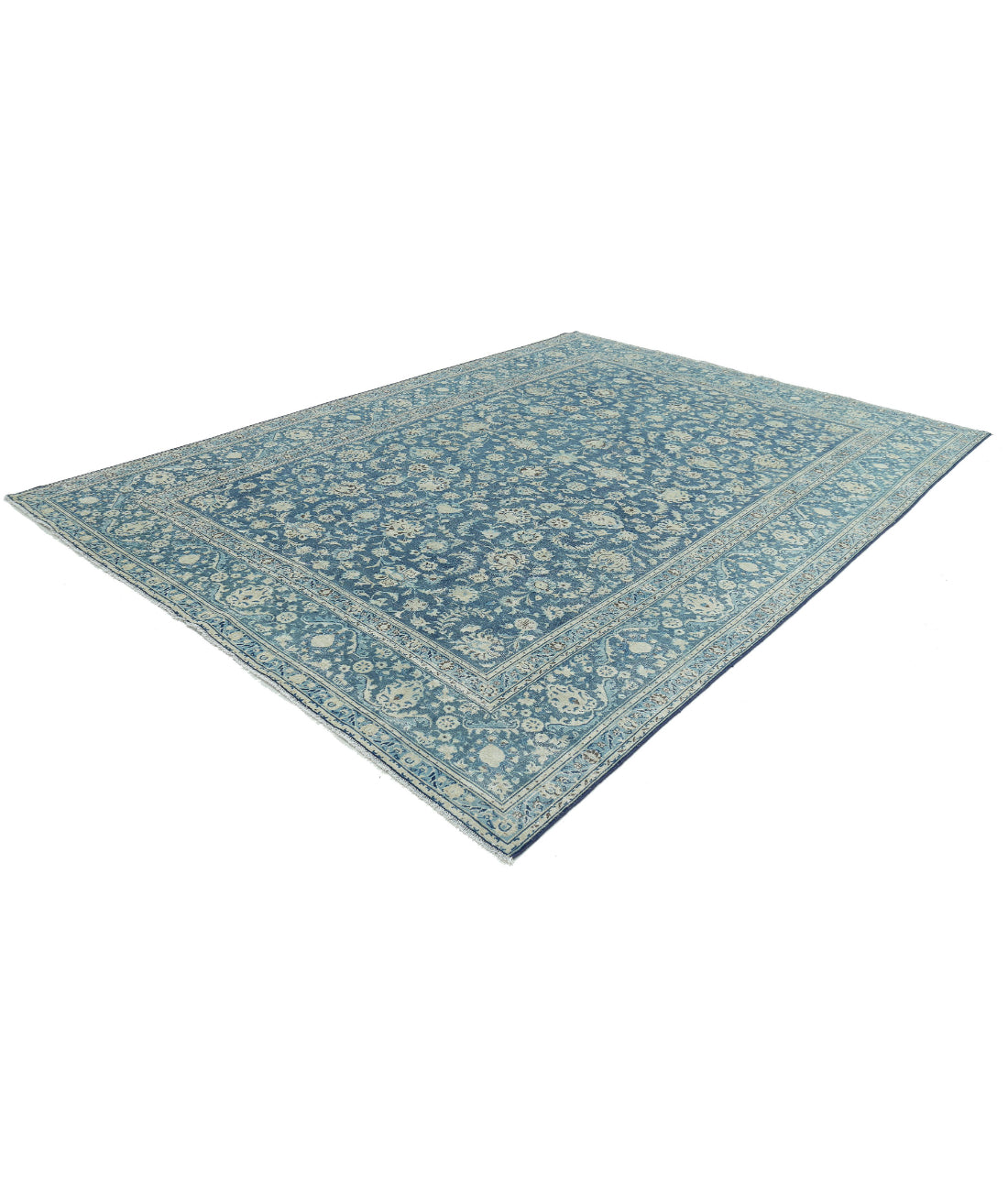 Hand Knotted Vintage Persian Kashan Wool Rug - 8'8'' x 12'0'' 8'8'' x 12'0'' (260 X 360) / Blue / Blue