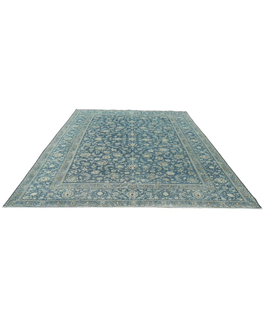 Hand Knotted Vintage Persian Kashan Wool Rug - 8'8'' x 12'0'' 8'8'' x 12'0'' (260 X 360) / Blue / Blue