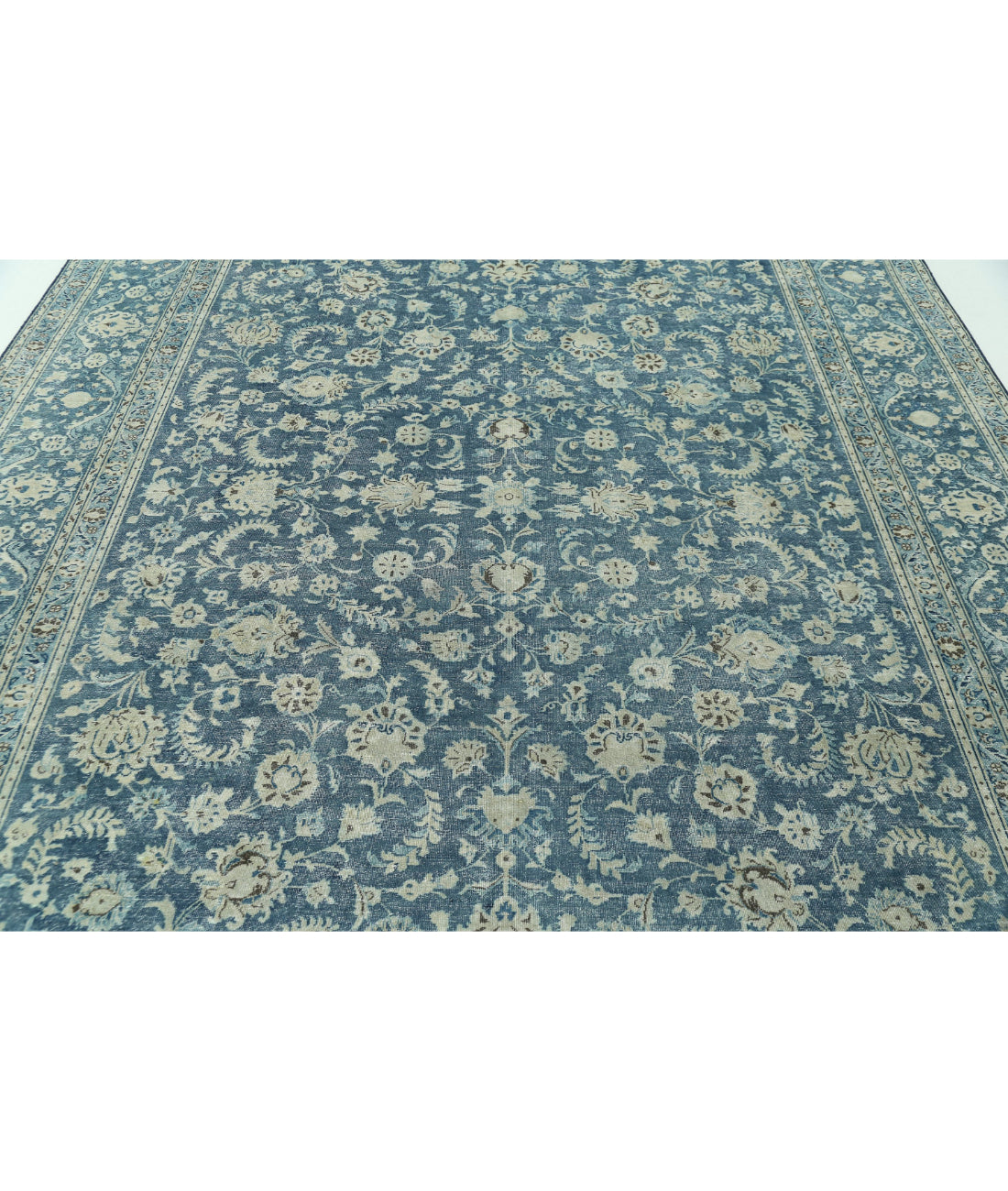 Hand Knotted Vintage Persian Kashan Wool Rug - 8'8'' x 12'0'' 8'8'' x 12'0'' (260 X 360) / Blue / Blue