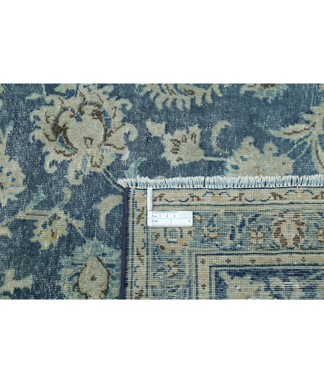 Hand Knotted Vintage Persian Kashan Wool Rug - 8'8'' x 12'0'' 8'8'' x 12'0'' (260 X 360) / Blue / Blue