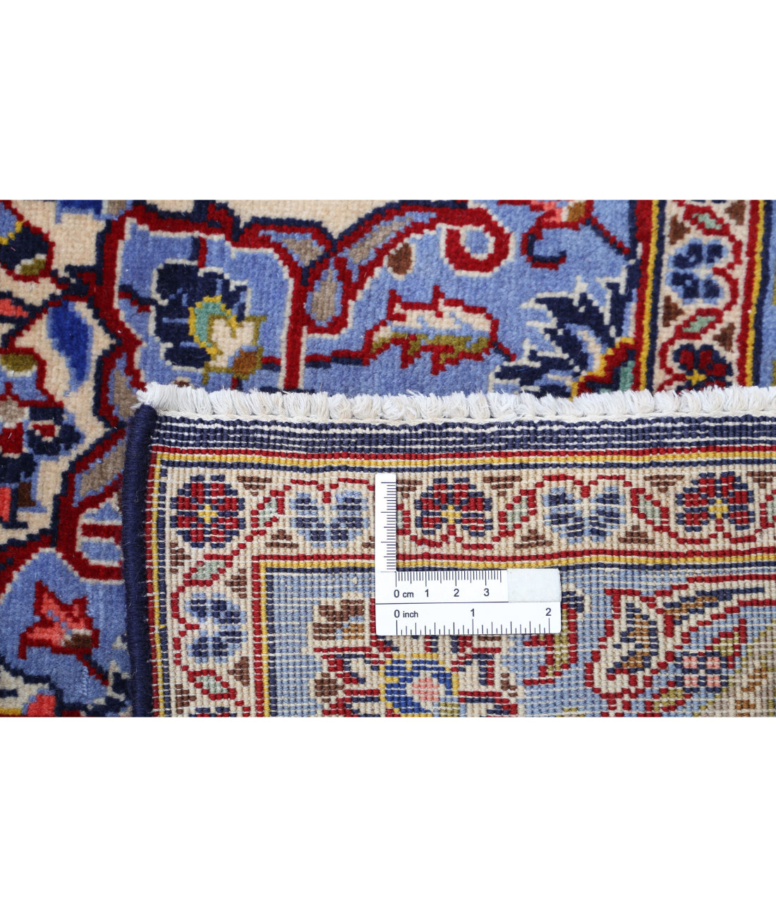Hand Knotted Persian Kashan Wool Rug - 9'6'' x 13'3'' 9'6'' x 13'3'' (285 X 398) / Blue / Red