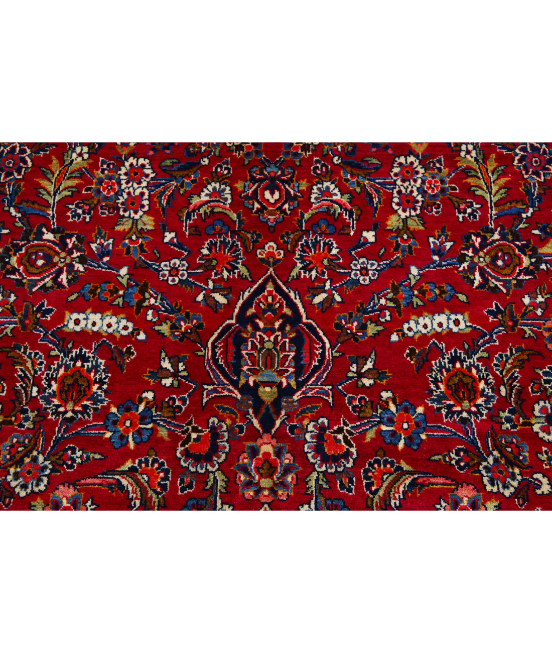 Hand Knotted Persian Kashan Wool Rug - 9'0'' x 12'1'' 9'0'' x 12'1'' (270 X 363) / Red / Blue