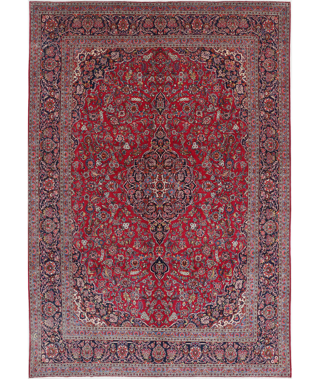 Hand Knotted Oriental Kashan Wool Rug - 9'0'' x 12'1''