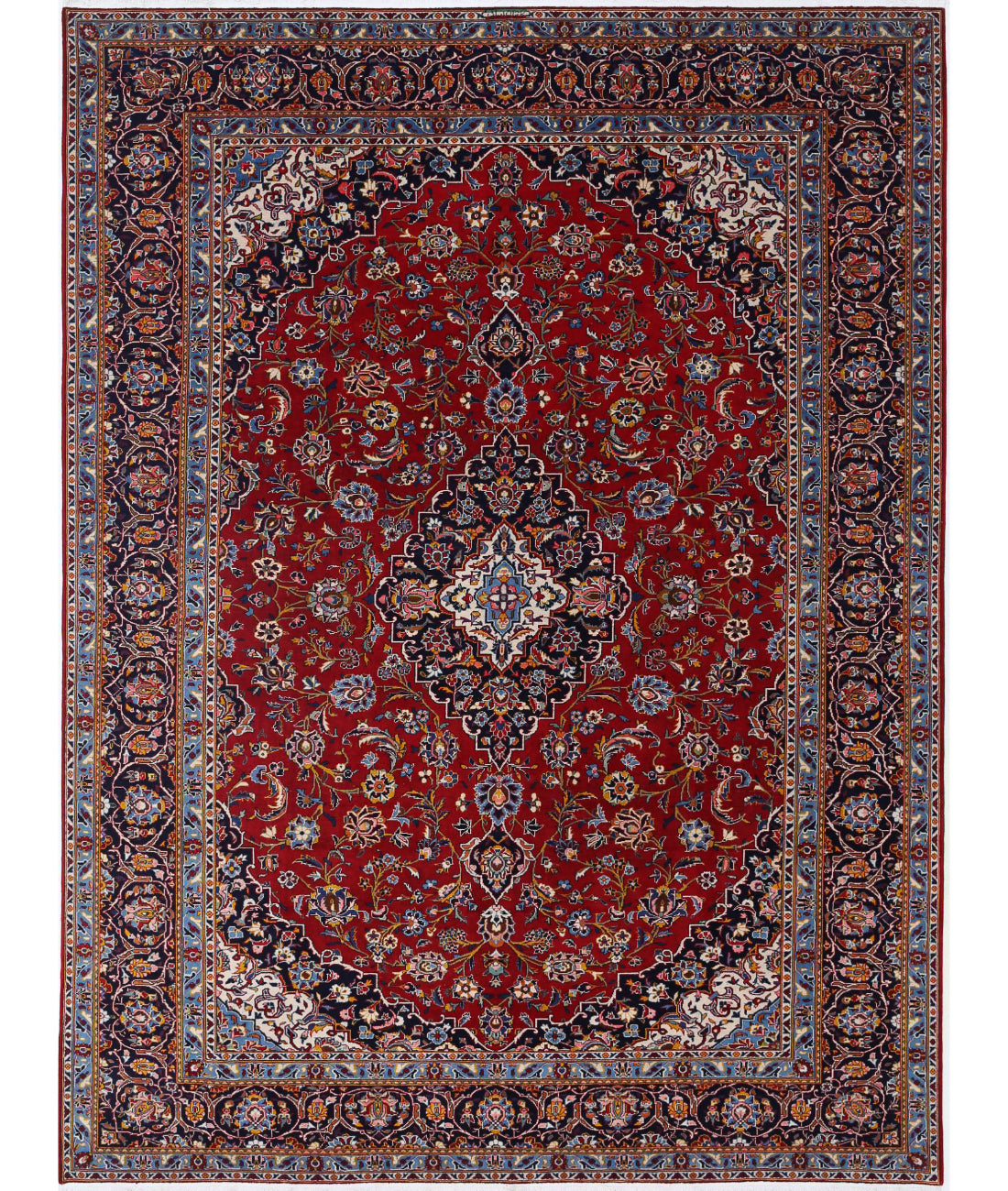 Hand Knotted Oriental Kashan Wool Rug - 9'7'' x 12'9''