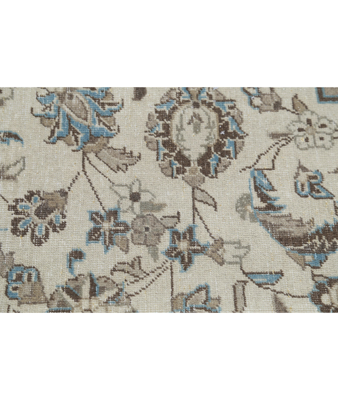 Hand Knotted Vintage Persian Kashan Wool Rug - 9'7'' x 13'1'' 9'7'' x 13'1'' (288 X 393) / Ivory / Taupe