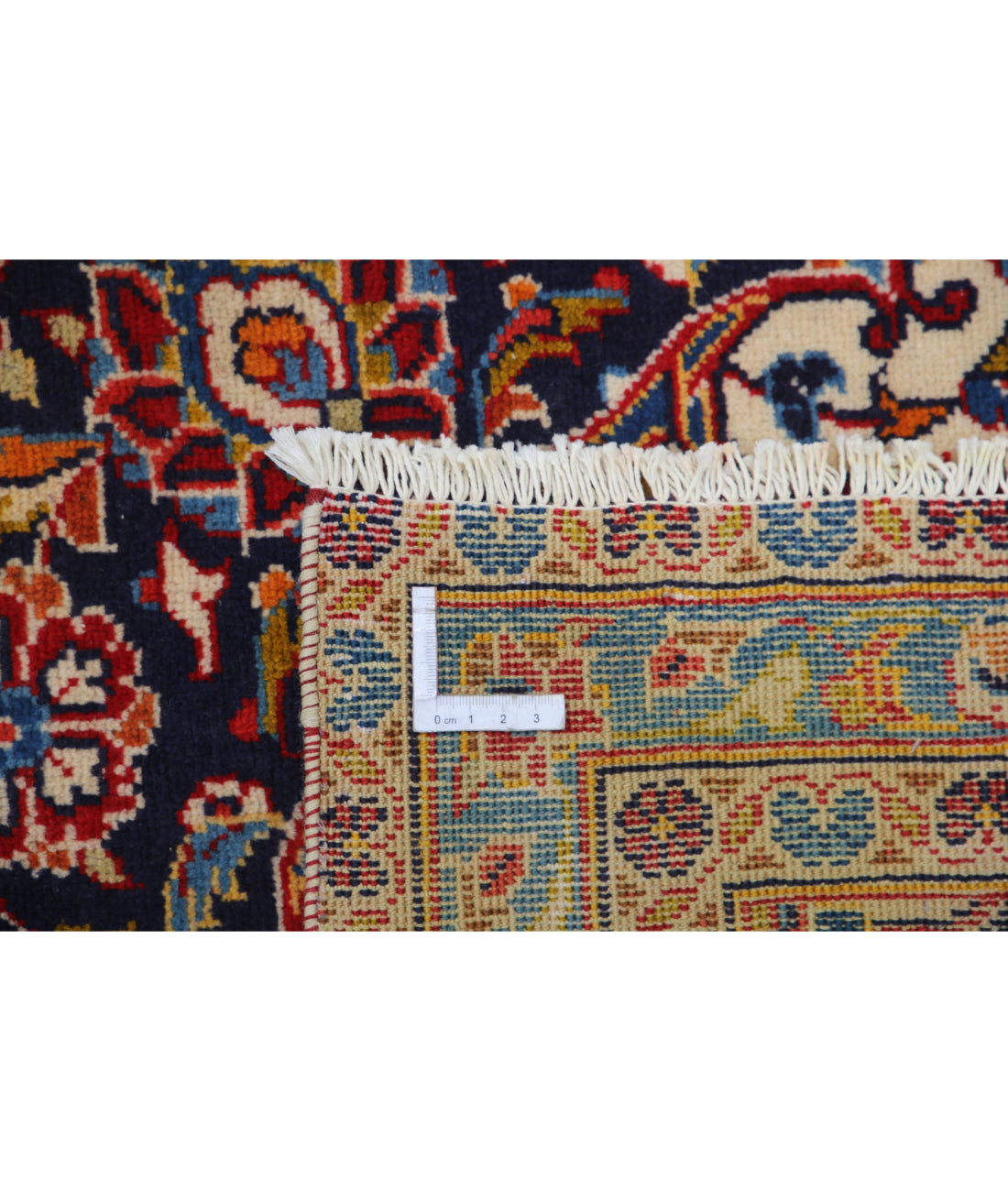 Hand Knotted Persian Kashan Wool Rug - 9'6'' x 14'6'' 9'6'' x 14'6'' (285 X 435) / Red / Blue