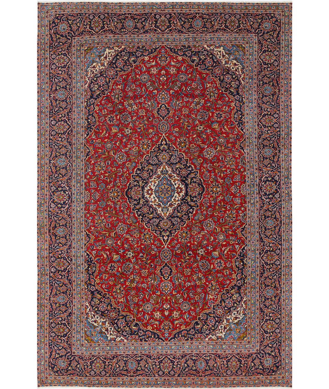 Hand Knotted Oriental Kashan Wool Rug - 9'6'' x 14'6''