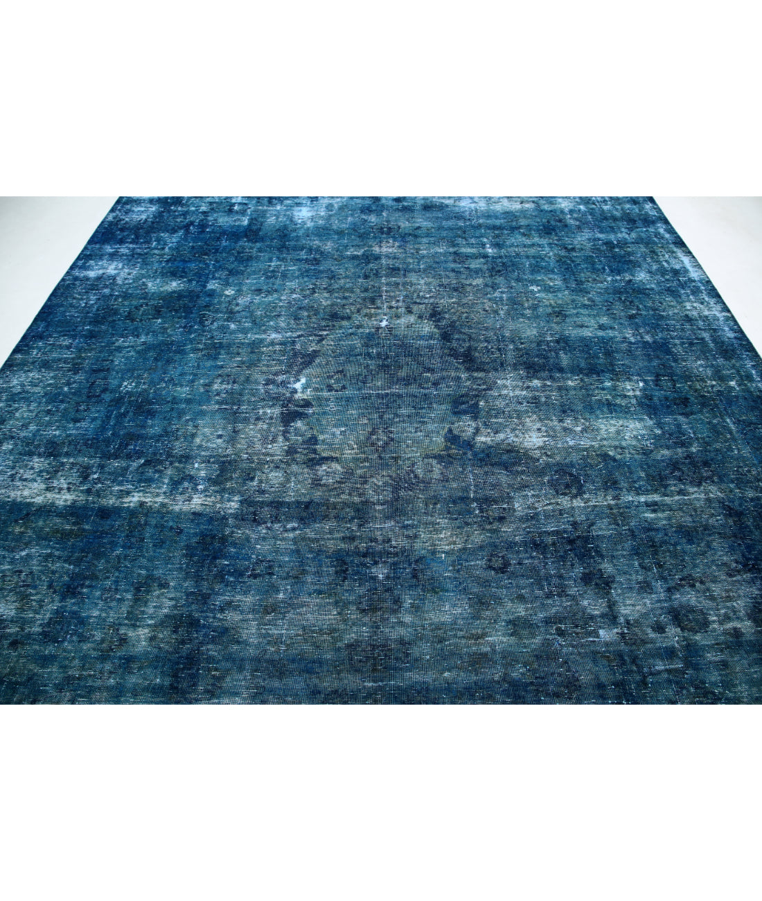 Hand Knotted Vintage Persian Kashan Wool Rug - 9'7'' x 12'2'' 9'7'' x 12'2'' (288 X 365) / Blue / Blue