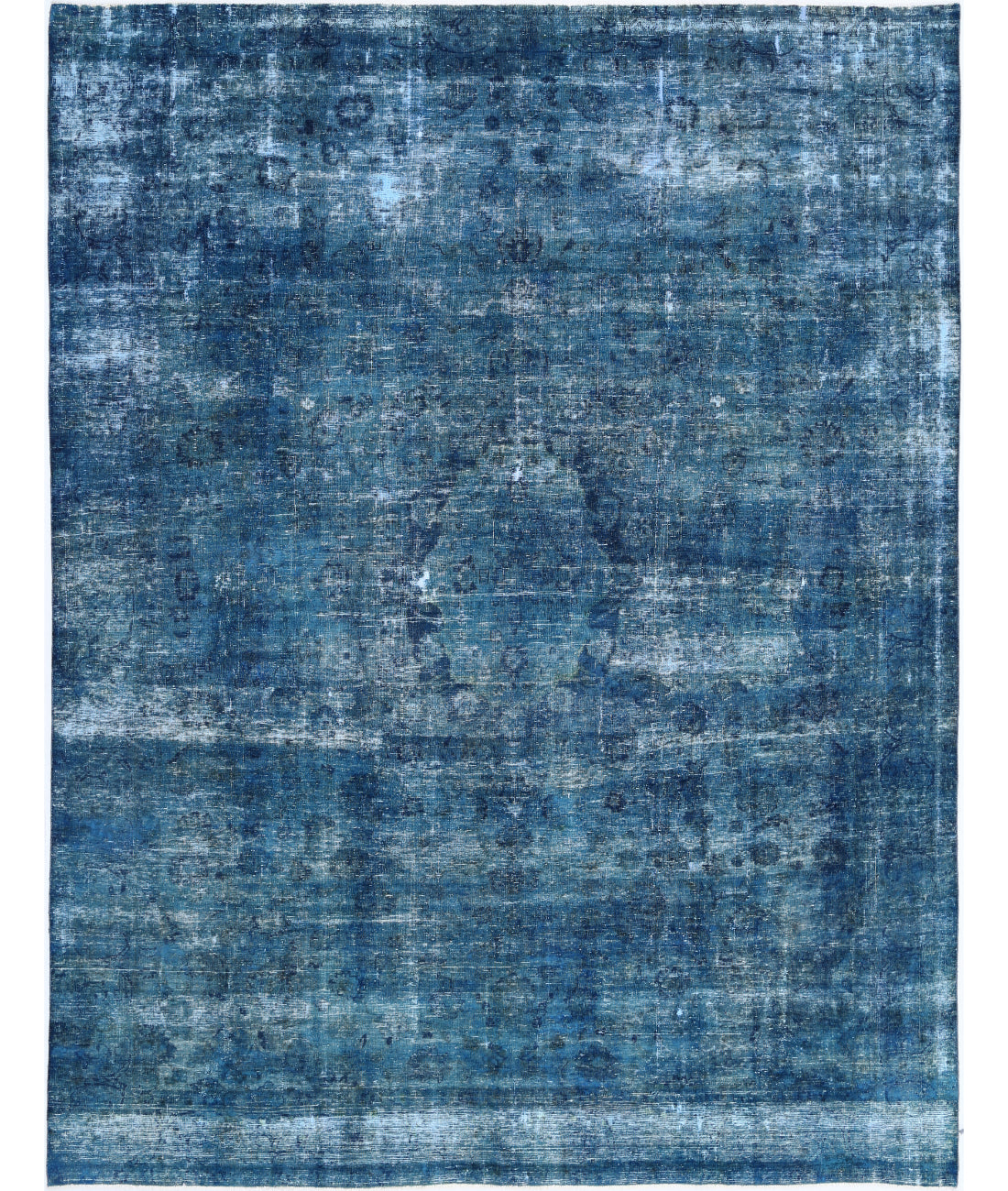 Hand Knotted Vintage Persian Kashan Wool Rug - 9'7'' x 12'2'' 9'7'' x 12'2'' (288 X 365) / Blue / Blue