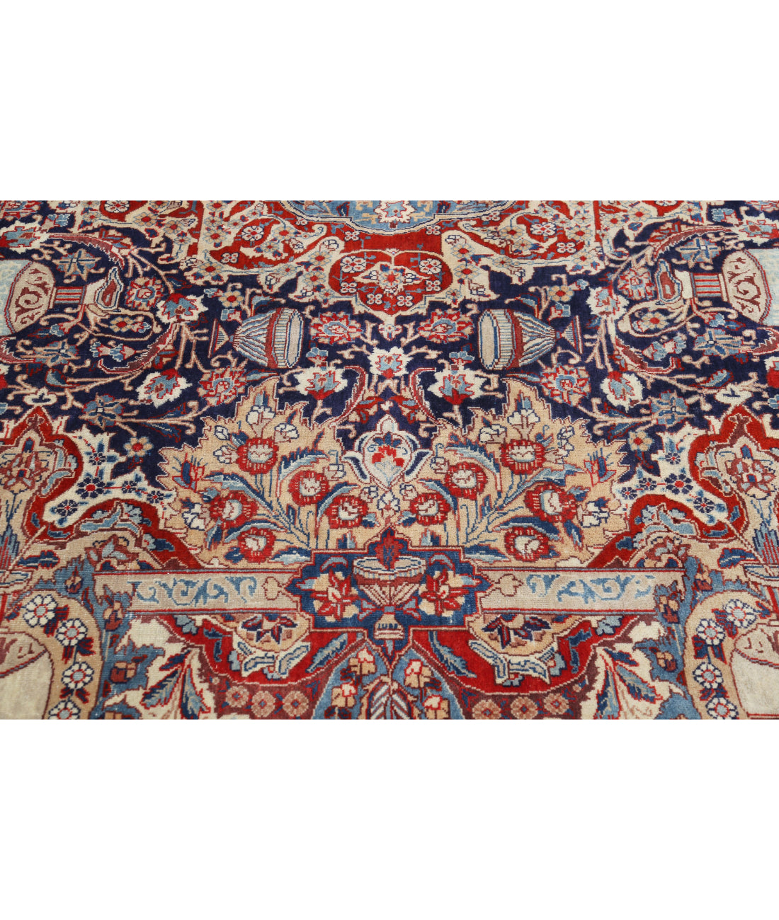 Hand Knotted Semi Antique Persian Kashmar Wool Rug - 9'6'' x 12'7'' 9'6'' x 12'7'' (285 X 378) / Blue / Tan