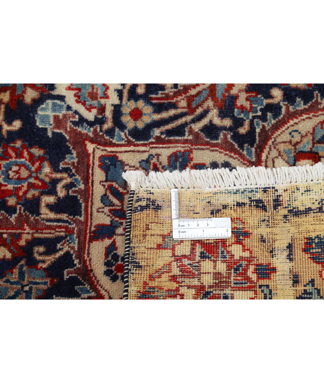 Hand Knotted Semi Antique Persian Kashmar Wool Rug - 9'6'' x 12'7'' 9'6'' x 12'7'' (285 X 378) / Blue / Tan