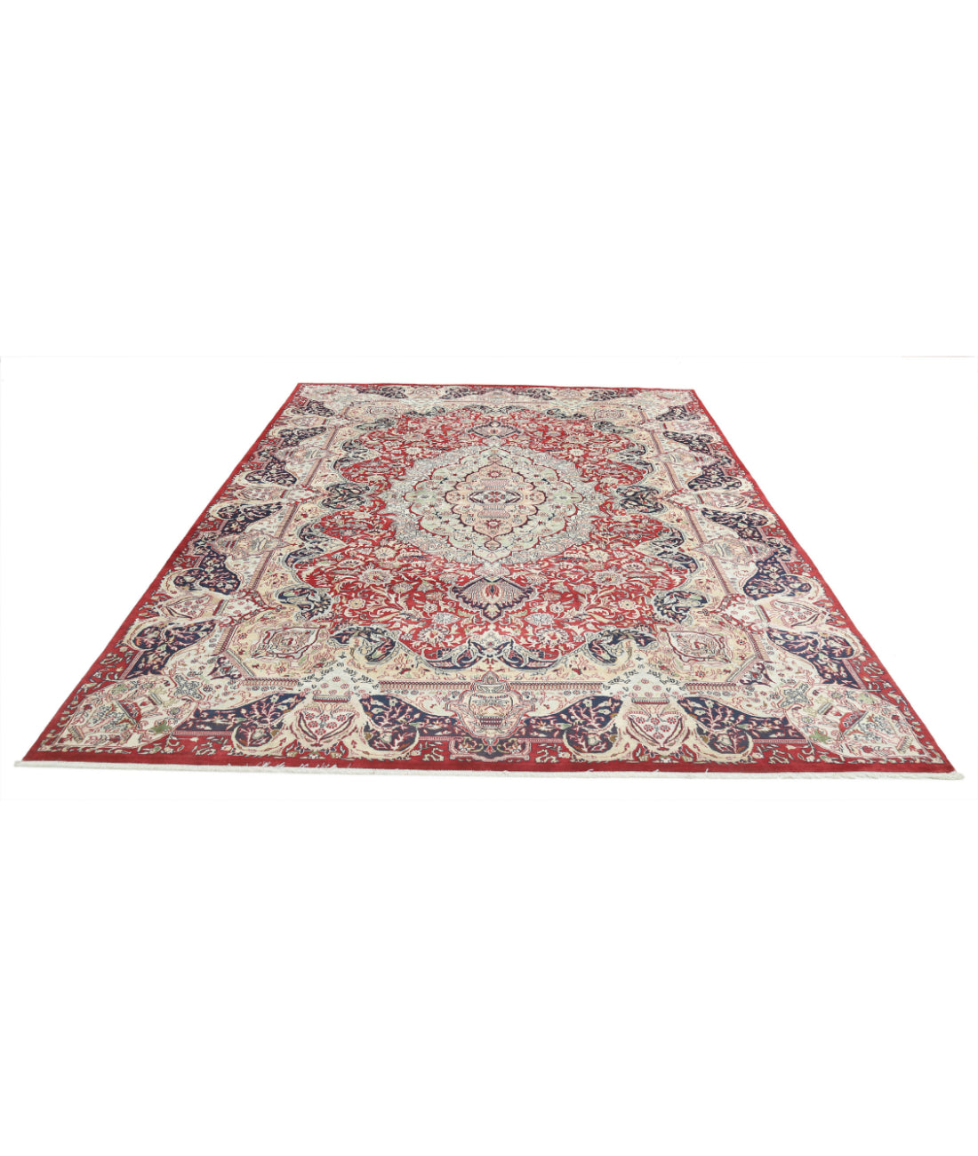 Hand Knotted Persian Kashmar Wool Rug - 7'9'' x 11'7'' 7'9'' x 11'7'' (233 X 348) / Red / Blue