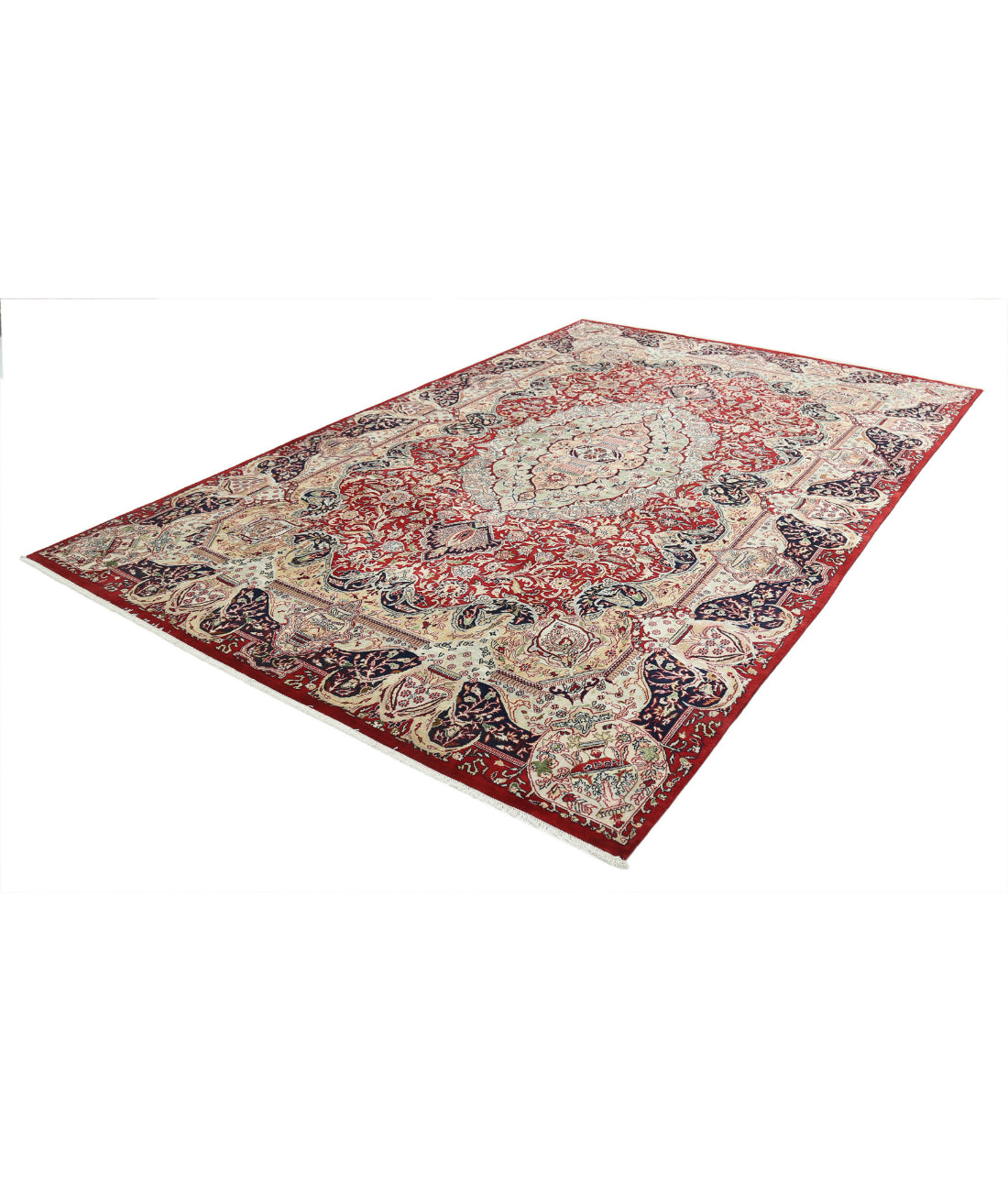 Hand Knotted Persian Kashmar Wool Rug - 7'9'' x 11'7'' 7'9'' x 11'7'' (233 X 348) / Red / Blue
