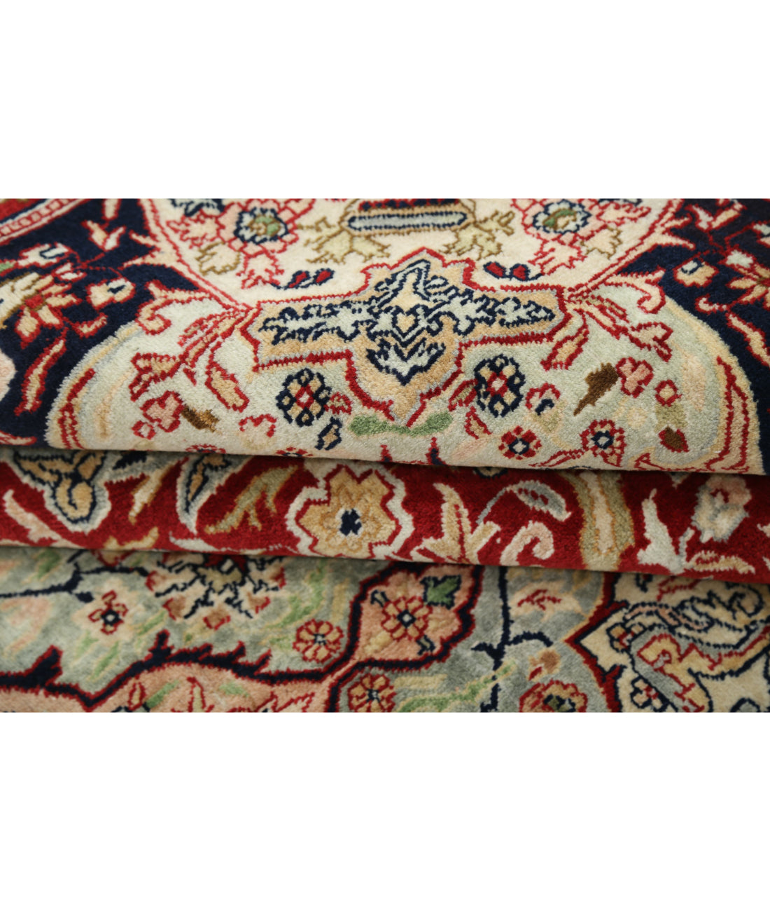 Hand Knotted Persian Kashmar Wool Rug - 7'9'' x 11'7'' 7'9'' x 11'7'' (233 X 348) / Red / Blue