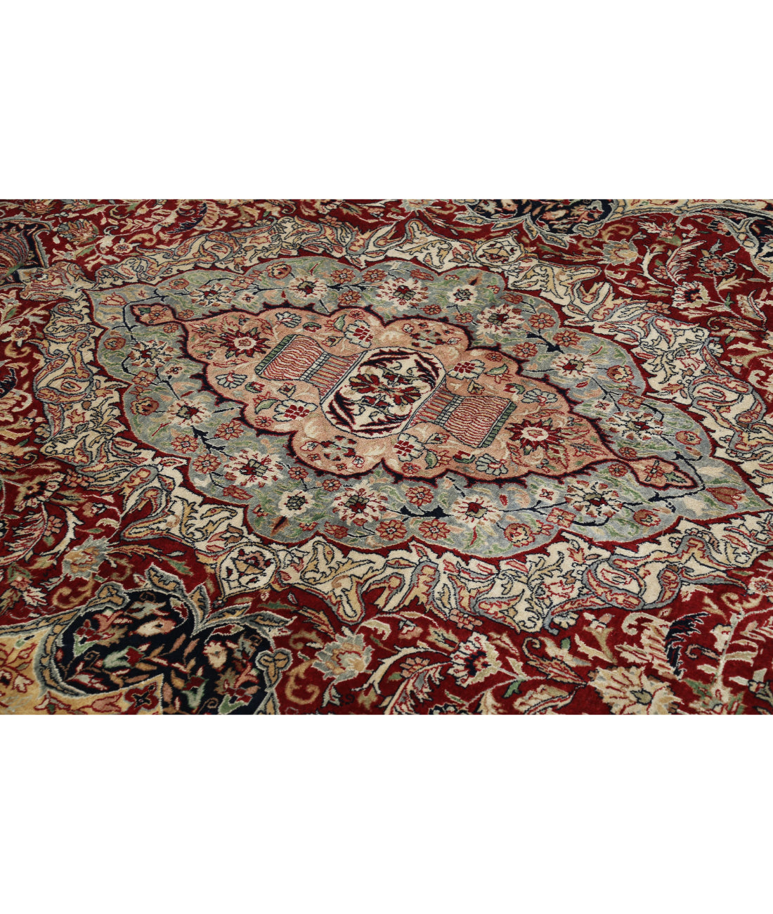 Hand Knotted Persian Kashmar Wool Rug - 7'9'' x 11'7'' 7'9'' x 11'7'' (233 X 348) / Red / Blue