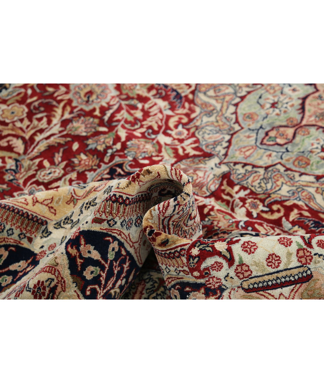 Hand Knotted Persian Kashmar Wool Rug - 7'9'' x 11'7'' 7'9'' x 11'7'' (233 X 348) / Red / Blue