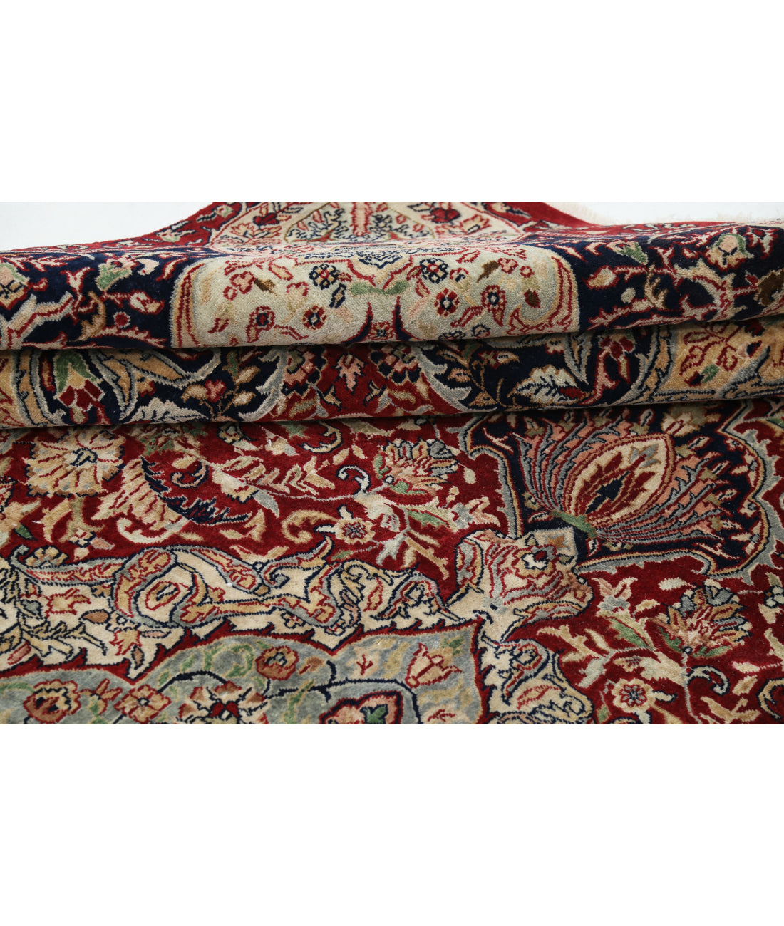 Hand Knotted Persian Kashmar Wool Rug - 7'9'' x 11'7'' 7'9'' x 11'7'' (233 X 348) / Red / Blue